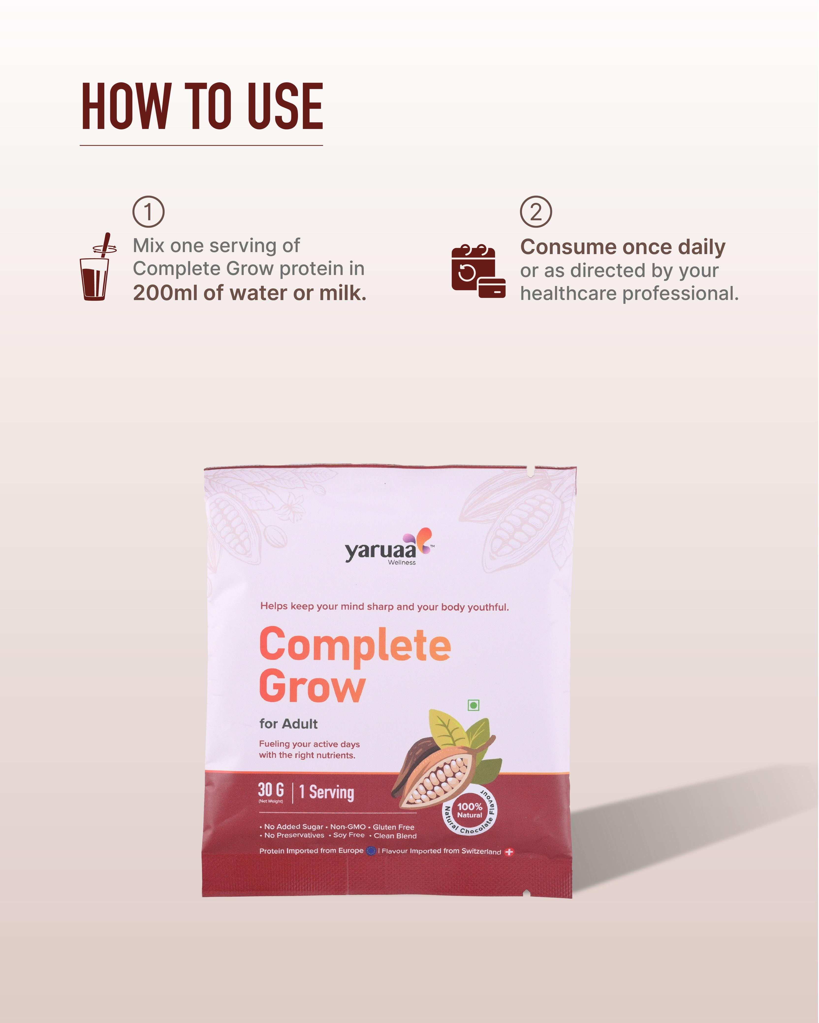 Complete Grow Nutrition Drink for Adult | 15g Protein  | Milk & Plant Protein With Multivitamins & Minerals